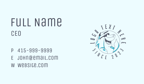 Surfer Shark Apparel Business Card Design Image Preview