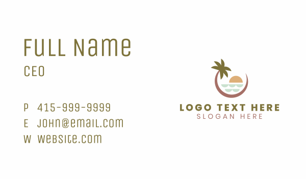 Palm Tree Beach Resort Business Card Design Image Preview