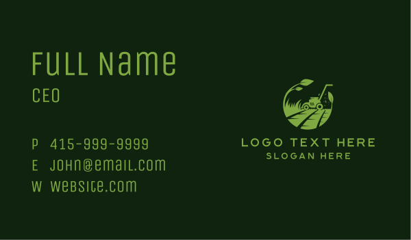 Organic Lawn Mower Business Card Design Image Preview