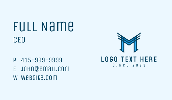 Abstract Blue Wings Letter M Business Card Design Image Preview