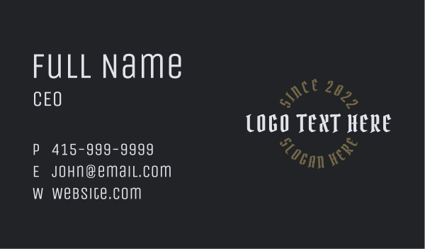 Classic Gothic Wordmark Business Card Design Image Preview