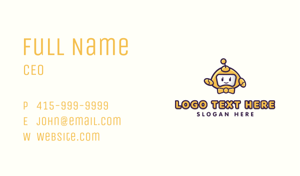 Cute Happy Robot  Business Card Design Image Preview