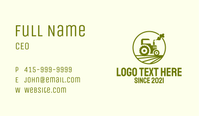 Green Tractor Emblem Business Card Image Preview