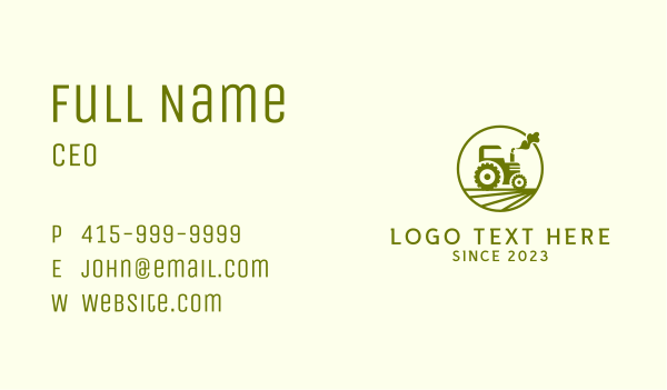 Green Tractor Emblem Business Card Design Image Preview