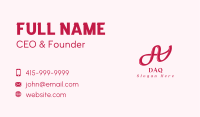 Pink Feminine Letter A Business Card Image Preview