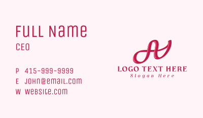 Pink Feminine Letter A Business Card Image Preview