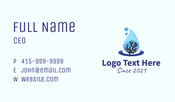 Coral Reef Droplet  Business Card Design Image Preview
