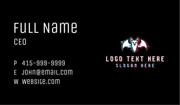 Glitch Gaming Bat Business Card Design Image Preview