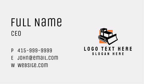 Construction Bulldozer Equipment  Business Card Design Image Preview