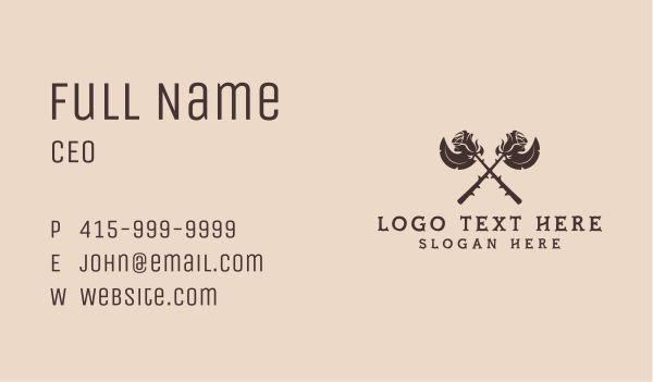 Medieval Axe Rose Business Card Design Image Preview