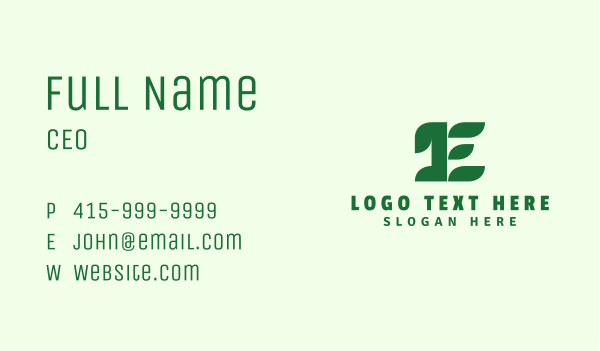Green Agriculture Letter E  Business Card Design Image Preview