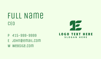 Green Agriculture Letter E  Business Card Image Preview