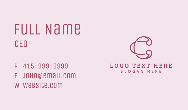 Pink Premium Letter C Business Card Design Image Preview