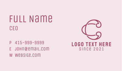 Pink Premium Letter C Business Card