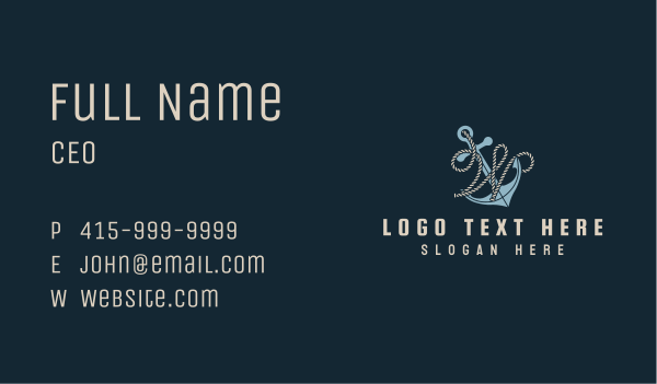 Anchor Rope Letter W Business Card Design Image Preview