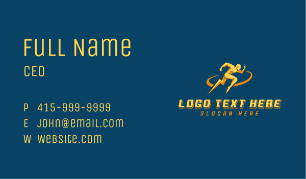 Thunderbolt Fast Runner Business Card Design Image Preview