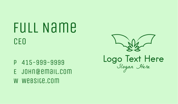 Green Bat Marijuana Business Card Design Image Preview