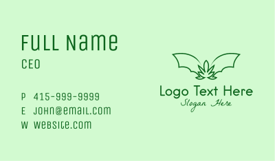 Green Bat Marijuana Business Card Image Preview