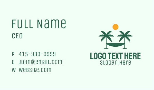 Beach Palm Hammock Business Card Design Image Preview