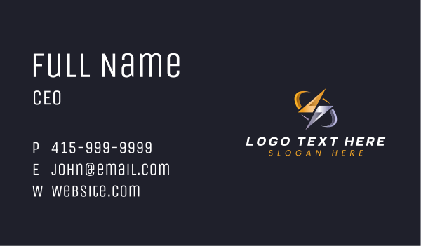 Bolt Power Lightning Business Card Design Image Preview