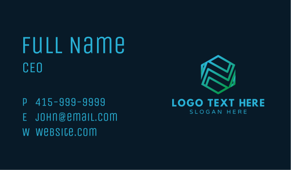 Hexagon Tech Letter N  Business Card Design Image Preview