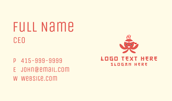 Japanese Octopus Mascot Business Card Design Image Preview