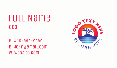 Tropical Island Sunrise Business Card Image Preview