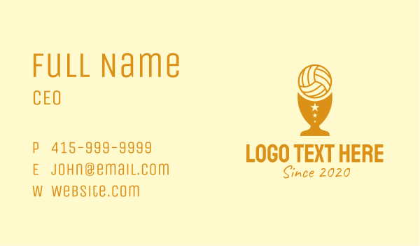 Volleyball Trophy Cup  Business Card Design
