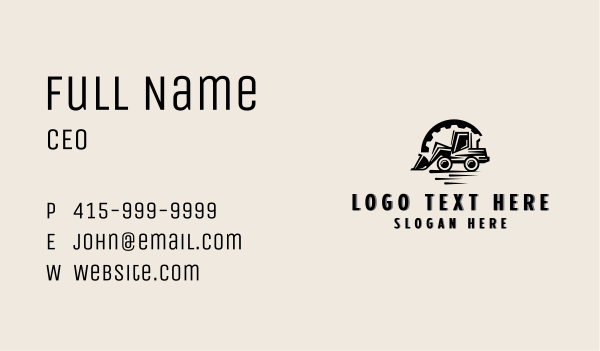 Backhoe Construction Contractor Business Card Design Image Preview