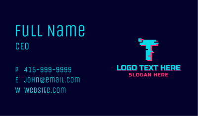 Cyber Glitch Letter T Business Card Image Preview