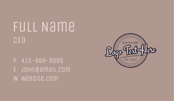 Classic Rustic Wordmark Business Card Design Image Preview