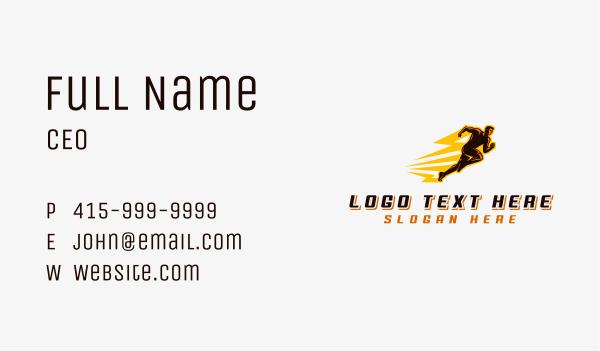 Lightning Marathon Athlete Business Card Design Image Preview