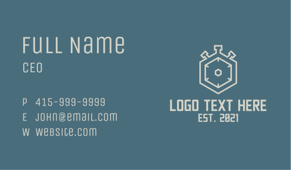 Hexagon Stopwatch Timer  Business Card Design Image Preview