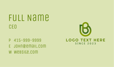 Green Leaf Letter B Business Card Image Preview