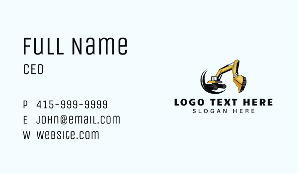 Excavation Backhoe Construction Business Card Design Image Preview