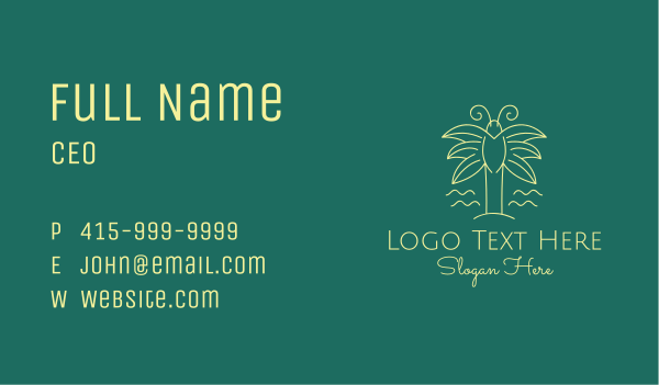 Simple Butterfly Palm Tree Business Card Design