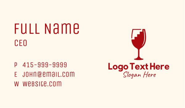 Staircase Wine Glass Business Card Design Image Preview