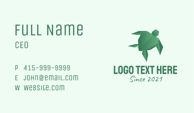 Green Turtle Origami  Business Card