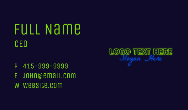 Disco Bar Neon Wordmark Business Card Design Image Preview