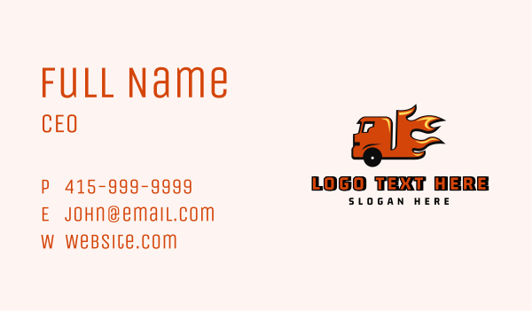 Fire Freight Truck Business Card Design Image Preview