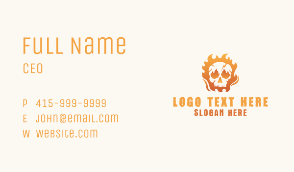 Skull Fire Gamer Business Card Design Image Preview