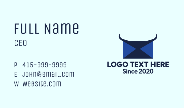 Blue Horns Mail Business Card Design Image Preview