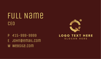 Golden Crypto Letter Q Business Card Image Preview
