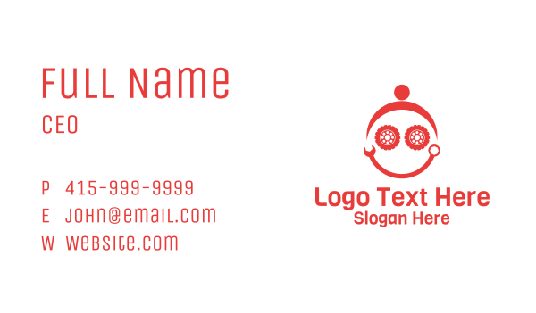 Red Mechanical Robot  Business Card Design Image Preview