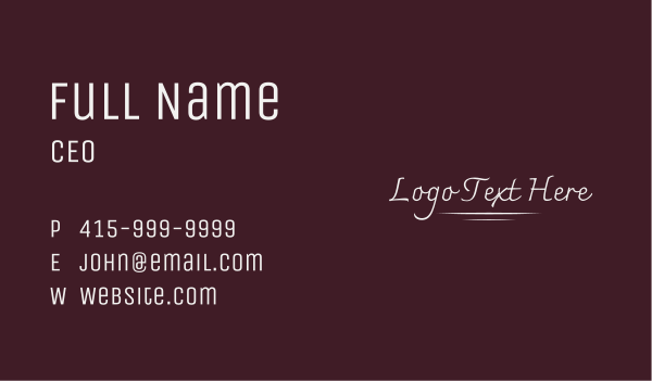 Classic Silver Wordmark Business Card Design Image Preview