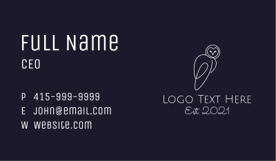 Monoline White Owl Business Card Image Preview