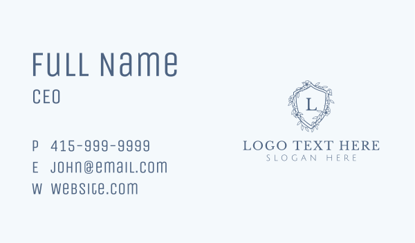 Floral Shield Crest Letter Business Card Design Image Preview