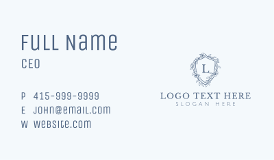 Floral Shield Crest Letter Business Card Image Preview
