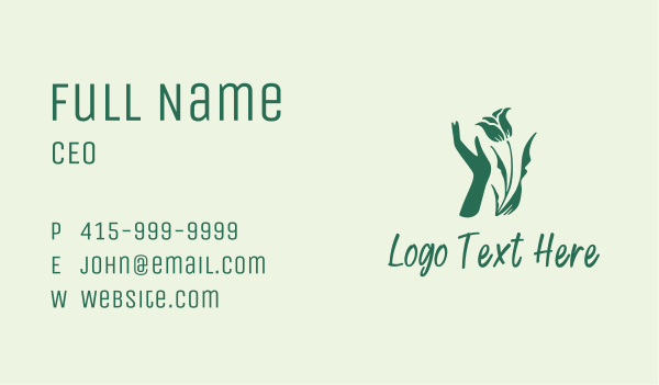 Flower Plant Hand Business Card Design Image Preview
