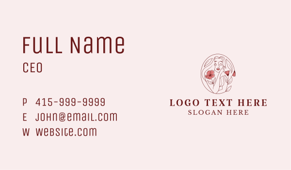 Elegant Floral Woman Face Business Card Design Image Preview